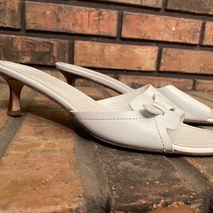 COPY - White Leather Mule heel sandals * Lamberton Truex * Size 9.5